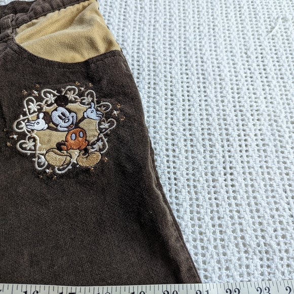 VTG Disney Mickey & Co Brown Velour High Waist Pants Embroidered Women's 4 - Picture 10 of 11